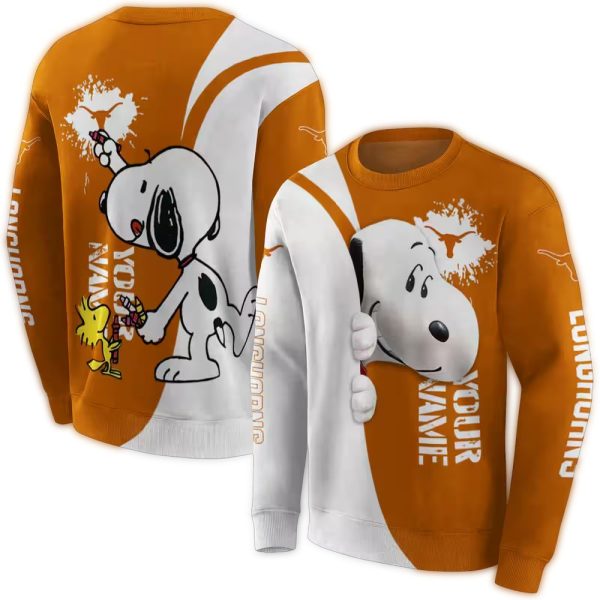 Personalized Texas Longhorns Peeking Snoopy AOP Sweatshirt 1