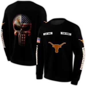Personalized Texas Longhorns Punisher Skull All Over Print Sweatshirt