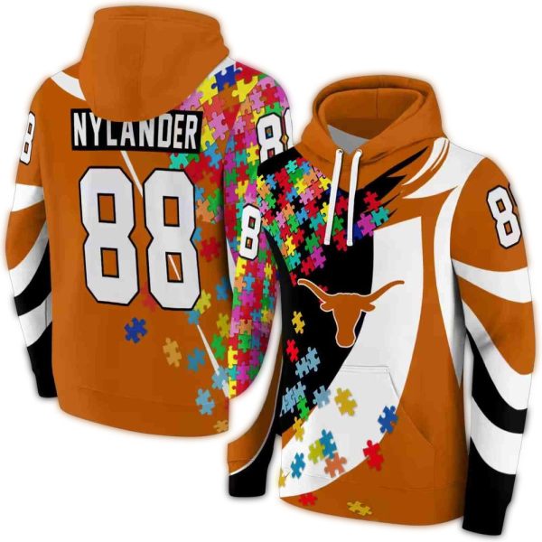 Personalized Texas Longhorns Puzzle Pieces AOP Hoodie 1