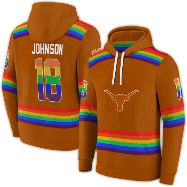 Personalized Texas Longhorns Rainbow Stripes AOP Hoodie 1