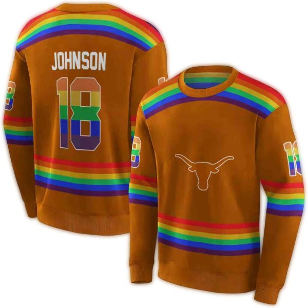 Personalized Texas Longhorns Rainbow Stripes AOP Sweatshirt 1