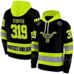 Personalized Texas Longhorns Safety Motif Black Neon Green All Over Print Hoodie
