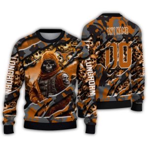Personalized Texas Longhorns Skull Horde Ugly Sweater