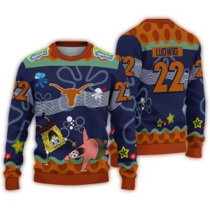 Personalized Texas Longhorns Spongebob Ugly Sweater