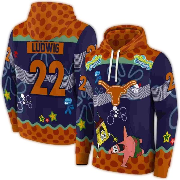 Personalized Texas Longhorns Spongebob Patrick Star AOP Hoodie 1