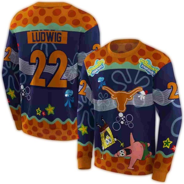 Personalized Texas Longhorns Spongebob Patrick Star AOP Sweatshirt 1