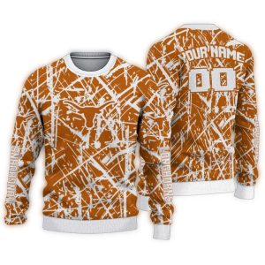 Personalized Texas Longhorns Streak Overlay Ugly Sweater