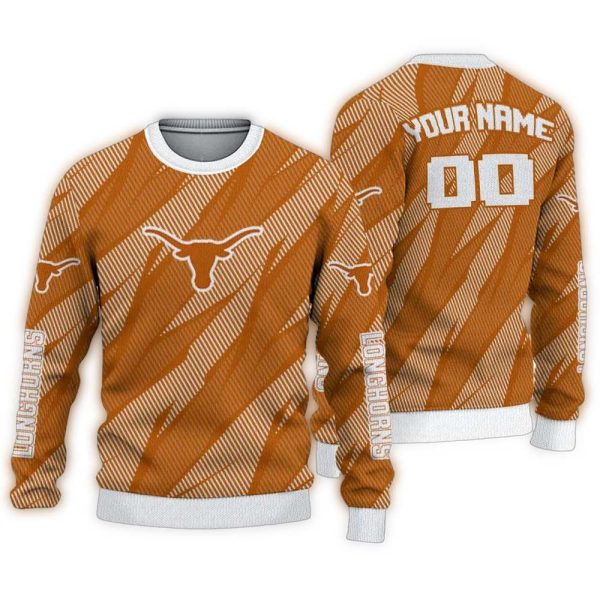 Personalized Texas Longhorns Stripe Motion Ugly Sweater 1