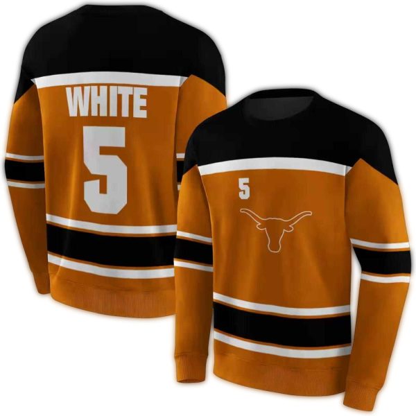 Personalized Texas Longhorns Striped AOP Sweatshirt 1