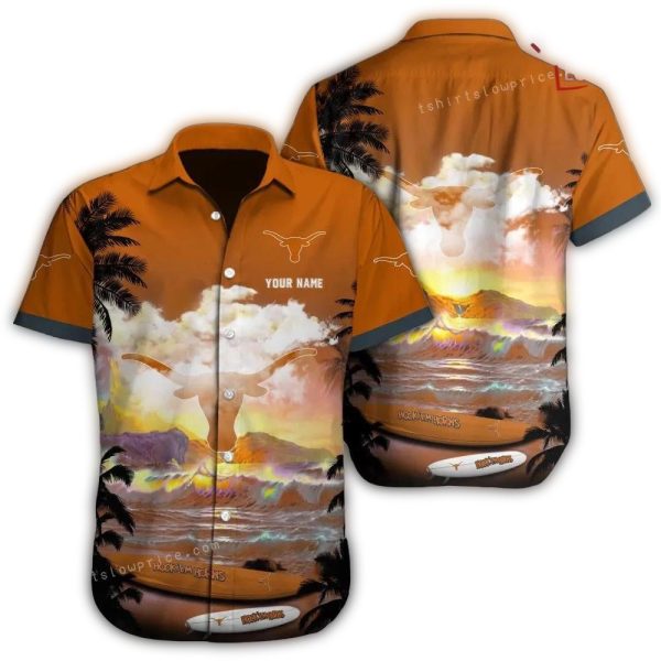 Personalized Texas Longhorns Surf Beach Tropical Hawaiian Shirt 1