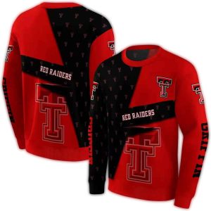 Personalized Texas Tech Red Raiders Abstract Shape All-Over Print Sweatshirt