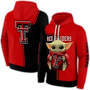 Personalized Texas Tech Red Raiders Baby Yoda All-Over Print Hoodie