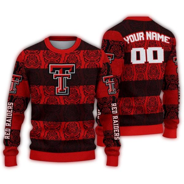 Personalized Texas Tech Red Raiders Bulldog Motif Ugly Sweater 1