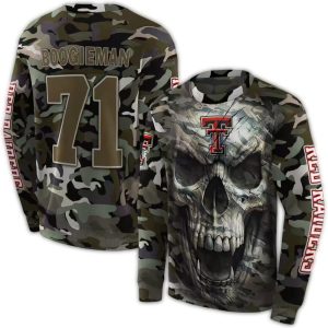 Personalized Texas Tech Red Raiders Camo Skull All-Over Print Sweatshirt