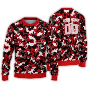 Personalized Texas Tech Red Raiders Camouflage Motif Ugly Sweater