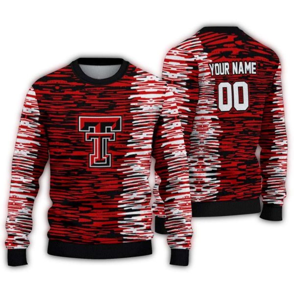 Personalized Texas Tech Red Raiders Camouflage Stripe Ugly Sweater 1