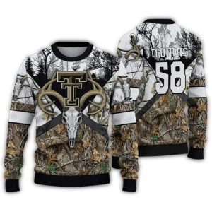 Personalized Texas Tech Red Raiders Deer Antlers Ugly Sweater