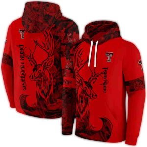 Personalized Texas Tech Red Raiders Deer Silhouette All-Over Print Hoodie