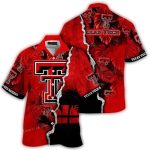 Personalized Texas Tech Red Raiders Floral Leafs Scratch Hawaiian Shirt
