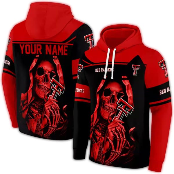 Personalized Texas Tech Red Raiders Grim Reaper Red Black AOP Hoodie 1