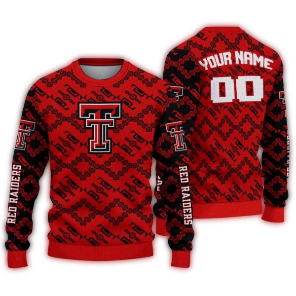Personalized Texas Tech Red Raiders Lattice Gridwork Ugly Sweater 1