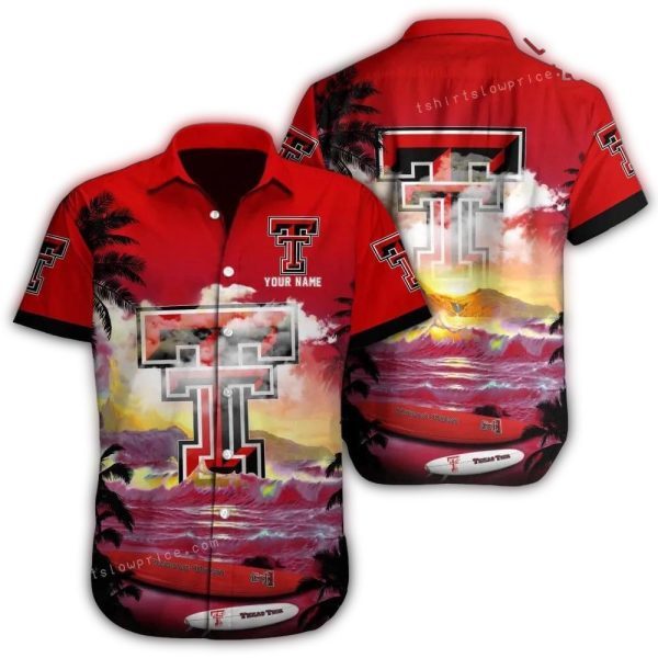 Personalized Texas Tech Red Raiders Logo Surf Beach Tropical Hawaiian Shirt 1
