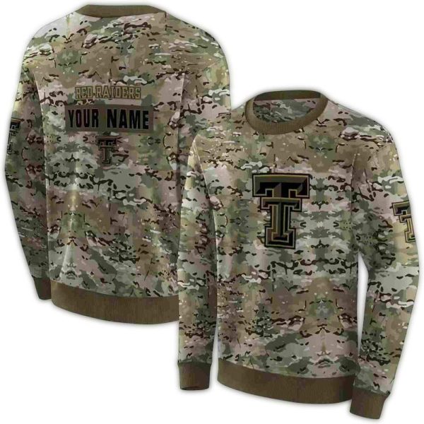 Personalized Texas Tech Red Raiders Military Style AOP Sweatshirt 1
