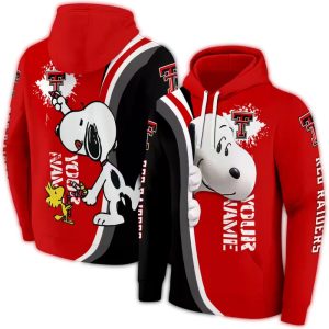 Personalized Texas Tech Red Raiders Peeking Snoopy All-Over Print Hoodie