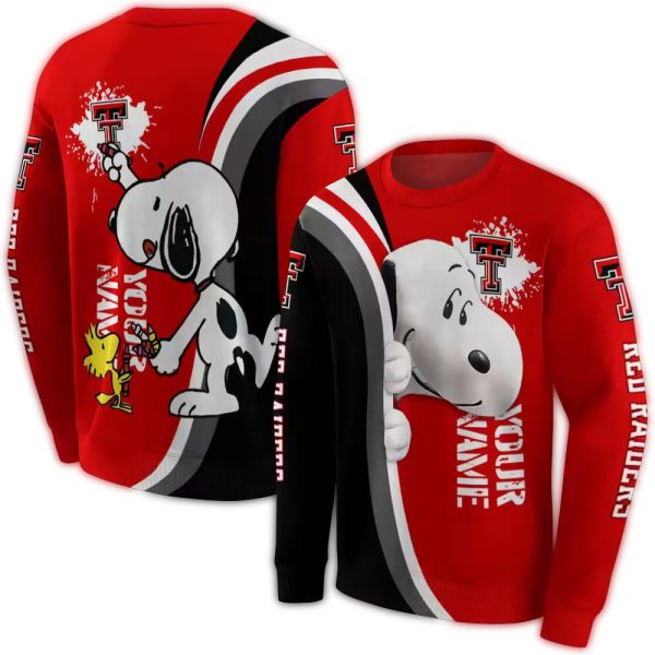 Personalized Texas Tech Red Raiders Peeking Snoopy AOP Sweatshirt 1