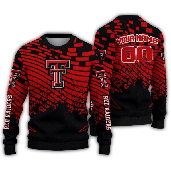 Personalized Texas Tech Red Raiders Pixel Flow Ugly Sweater 1