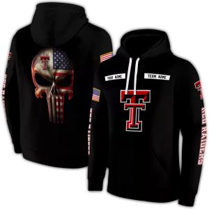 Personalized Texas Tech Red Raiders Punisher Skull All-Over Print Hoodie