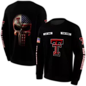 Personalized Texas Tech Red Raiders Punisher Skull All-Over Print Sweatshirt