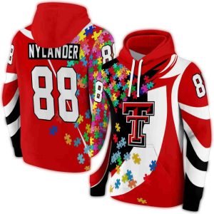 Personalized Texas Tech Red Raiders Puzzle Pieces All-Over Print Hoodie