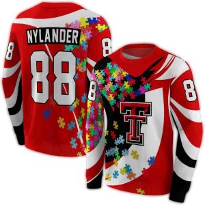 Personalized Texas Tech Red Raiders Puzzle Pieces All-Over Print Sweatshirt