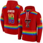 Personalized Texas Tech Red Raiders Rainbow Stripes All-Over Print Hoodie