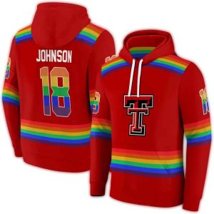 Personalized Texas Tech Red Raiders Rainbow Stripes All-Over Print Hoodie