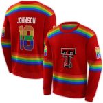 Personalized Texas Tech Red Raiders Rainbow Stripes All-Over Print Sweatshirt