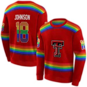 Personalized Texas Tech Red Raiders Rainbow Stripes All-Over Print Sweatshirt