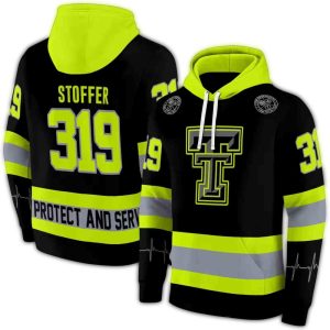 Personalized Texas Tech Red Raiders Safety Motif Black Neon Green All-Over Print Hoodie