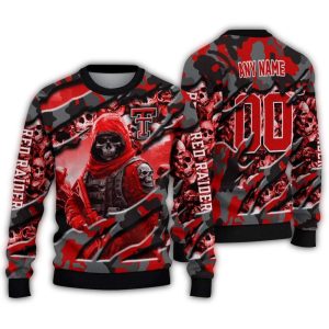 Personalized Texas Tech Red Raiders Skull Horde Ugly Sweater