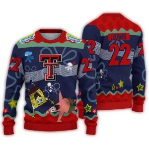 Personalized Texas Tech Red Raiders Spongebob Ugly Sweater