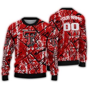 Personalized Texas Tech Red Raiders Streak Overlay Ugly Sweater