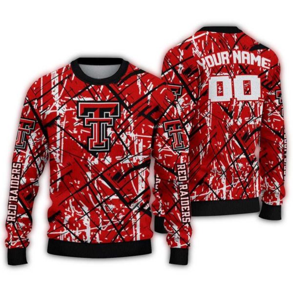 Personalized Texas Tech Red Raiders Streak Overlay Ugly Sweater 1
