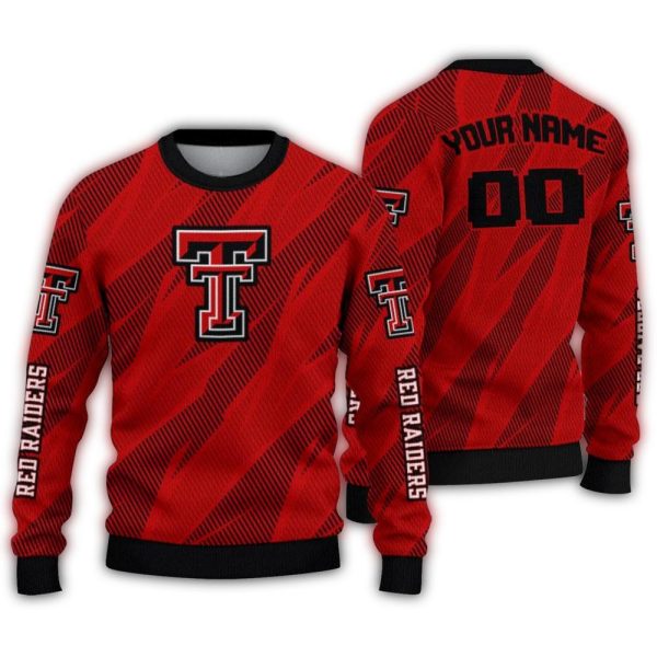Personalized Texas Tech Red Raiders Stripe Motion Ugly Sweater 1