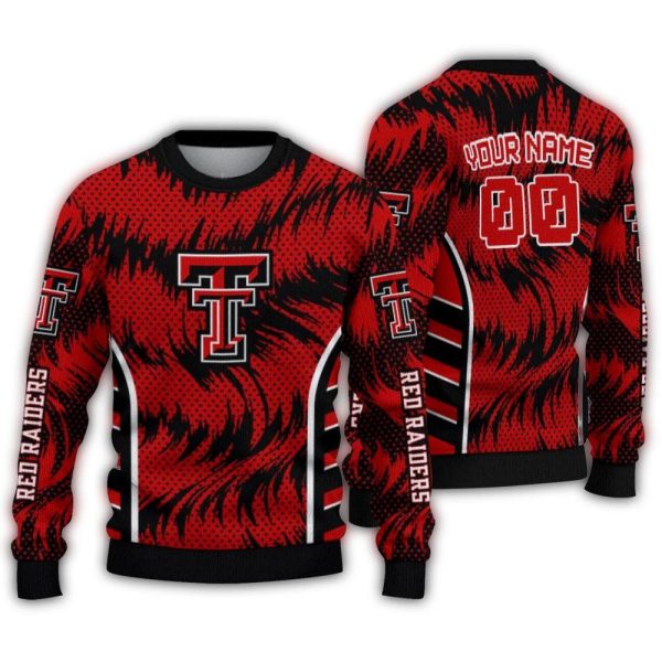 Personalized Texas Tech Red Raiders Swirl Flow Ugly Sweater 1