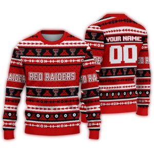 Personalized Texas Tech Red Raiders Tent Stripes Ugly Sweater