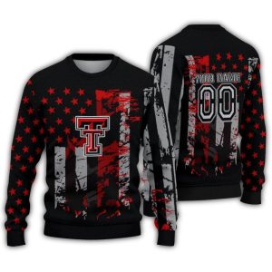 Personalized Texas Tech Red Raiders Vintage Usa Flag Ugly Sweater
