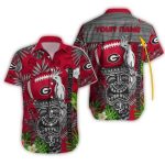 Personalized Tiki And Parrot Georgia Bulldogs Floral Hawaiian Shirt