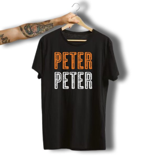 Peter Peter Pumpkin Eater Halloween Style Text Orange White T Shirt t shirt 1
