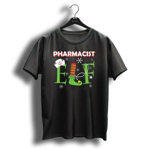 Pharmacist Elf Christmas Matching Group Snowflakes Stethoscope Nurse Hat T-Shirt